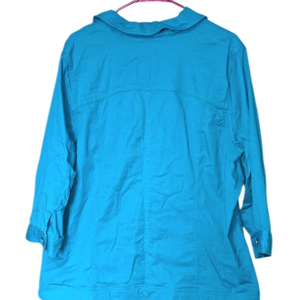CJ Banks Blouse 3/4 Sleeve Boxy Ribbed Women's Size 3x Topical Blue Vacation - Picture 8 of 8